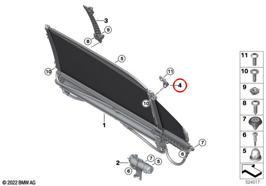 Adapter für entzündbare Parasol Izquierdo OEM 51355A0C0B7 für BMW G70. Original BMW.