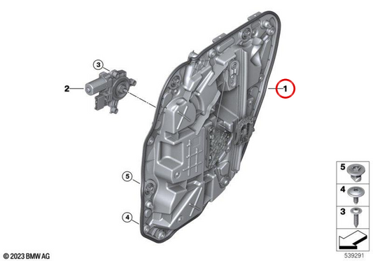 Soporte de puerta trasera izquierda OEM 51355B3A063 para BMW X1 (U25). Original BMW.