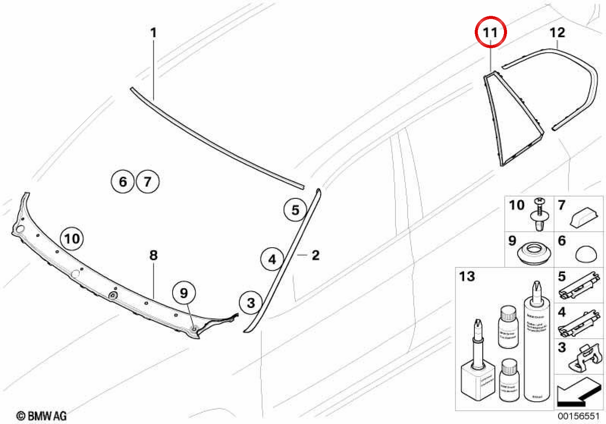 LEFT FIXED CRYSTAL SUPPORT OEM 51357129735 for BMW E70, E71. Original BMW.