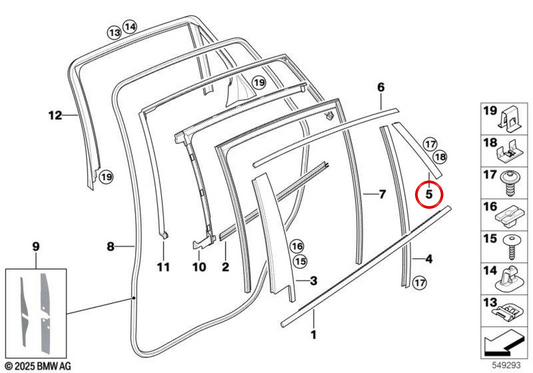 Links Heckscheibenrahmen OEM 51357179413 für BMW E71, E72. Original BMW.