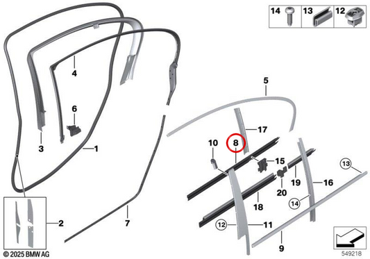 Cubierta interior derecha OEM 51357182290 para BMW F10, F11. Original BMW.