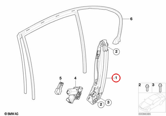 Électricité électrique de la fenêtre à terme droit OEM 51357202482 pour BMW E65, E66. BMW d'origine.