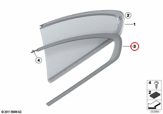 OEM Right Side Glass Form 51357244140 für BMW F13. Original BMW.