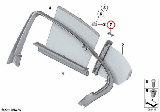 Adaptador derecho OEM 51357250964 para BMW F11. Original BMW.