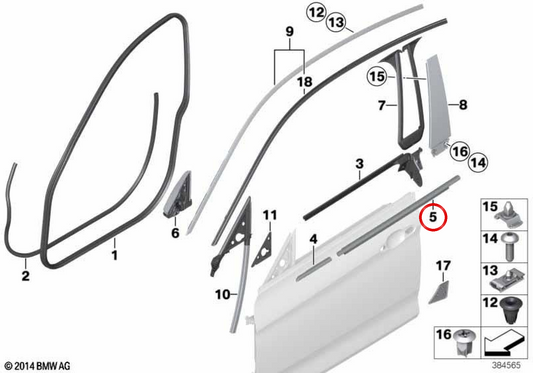 Außenabdeckung rechts kostenloser Tür OEM 51357310202 für BMW F36. Original BMW.
