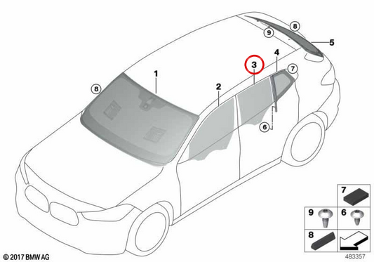 Porte arrière droite OEM 51357420420 pour BMW F39. BMW d'origine.