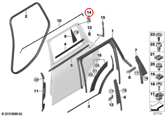 Rechtes Akustikschaumteil OEM 51357444210 für MINI Clubman F54, F54 LCI. Originaler MINI.