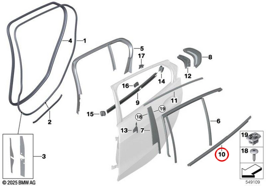 Outdoor left rear door OEM 51357452357 for BMW F40. Original BMW.