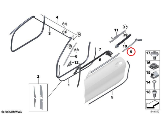 Couvercle du canal arrière gauche pour BMW F91, G14 (OEM 51357456061). BMW d'origine