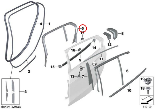OM 51357464797 rear door window cover for BMW F40, F70. Original BMW.