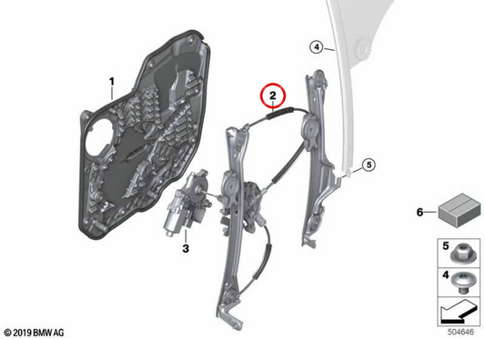 Right rear windows without motor OEM 51358497038 for BMW F93, G16. Original BMW.