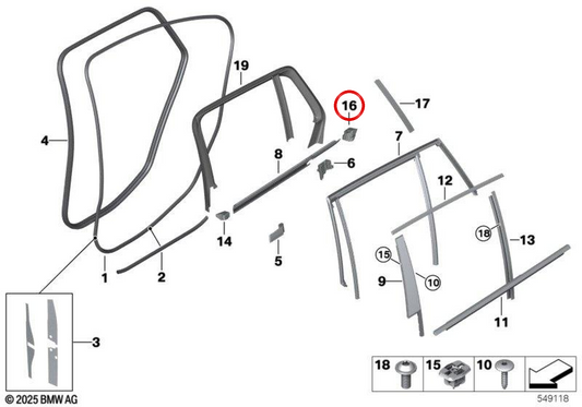 Versiegelungsbrett für Pilar C izquierdo OEM 51358498135 für BMW G21, G81. Original BMW.