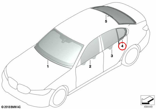 Fixed Crystal Right Back Door OEM 51358499262 für BMW G28. Original BMW.
