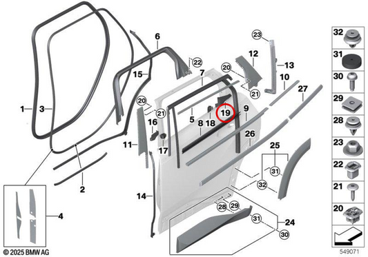 Linksschließungsverschluss OEM 51359881641 für BMW G09. Original BMW.