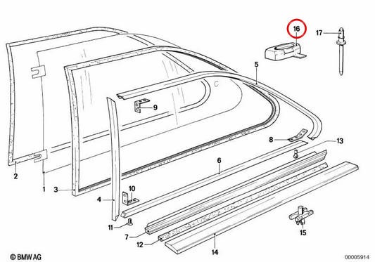 Clip de moulage OEM 51361857609 pour BMW E21. BMW d'origine.