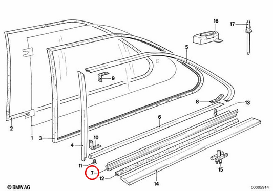 Moldura inferior izquierda OEM 51361879959 para BMW E21. Original BMW.