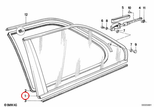 Finestra pieghevole sinistra per BMW Series 3 E30 (OEM 51361924981). BMW originale