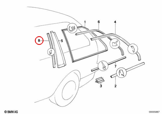 Junta esquerda OEM 51361925321 para BMW E30. BMW genuíno.