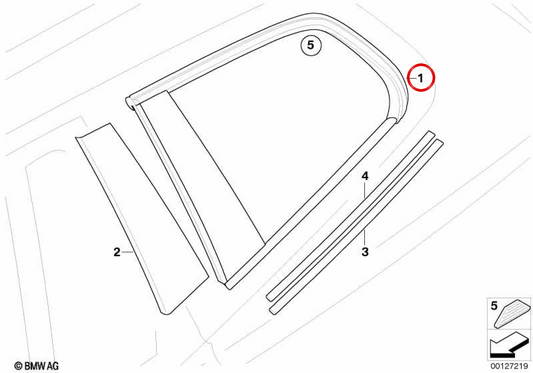Tinta posteriore laterale fissa OEM nero OEM 51363413918 per BMW E83. BMW originale.
