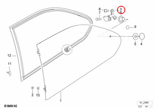 Dobradiça de janela OEM 51368146803 para BMW E36. BMW genuíno.