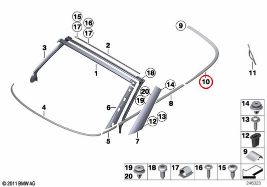 Faixa de acabamento traseira direita OEM 51372759720 para MINI Roadster R59 (01/2011-04/2015). MINI originais.