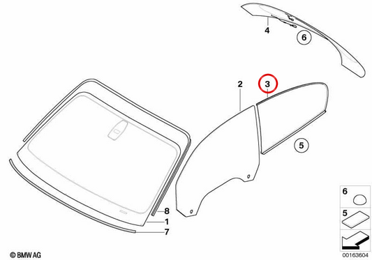 Crysta laterale sinistro OEM 51372996841 per BMW E82. BMW originale.