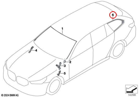 Liston de vitre latérale arrière droite OEM 51375A05914 pour BMW Série 5 Touring G61 520d, 520d xDrive, i5 eDrive40, i5 eDrive41. Original BMW.