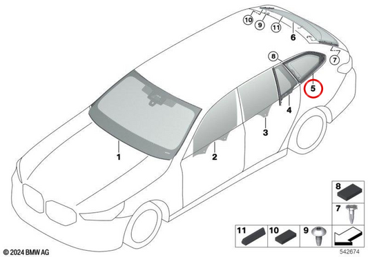Classe fissa a destra OEM 51375A29CF4 per BMW G61. BMW originale.