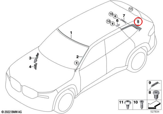 Right Rear Lateral glass 51375A2BCA4 for BMW G09. Original BMW.