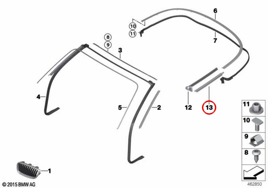 Cubierta exterior izquierda OEM 51377267931 para BMW F23. Original BMW.