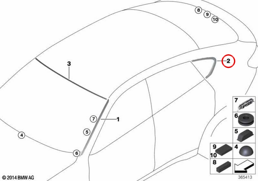 Luna fija trasera derecha OEM 51377377892 para BMW F16, F86. Original BMW.