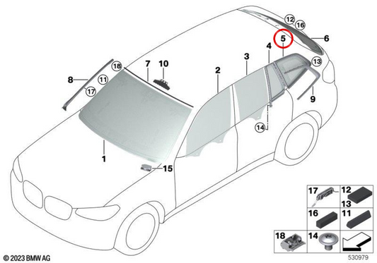 Classe sinistra OEM 51377410059 per BMW G01, G08. BMW originale.
