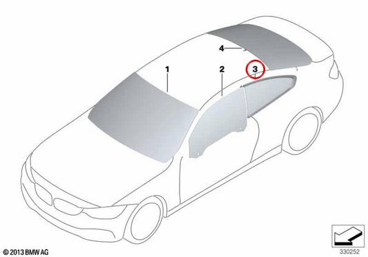 OEM di vetro fisso destro 51377433352 per BMW F32, F33. BMW originale.