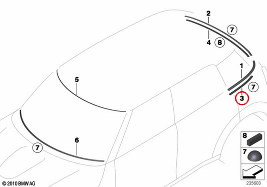 Faixa de suporte direita OEM 51379803784 para MINI Countryman R60 (2010-2016). MINI originais.