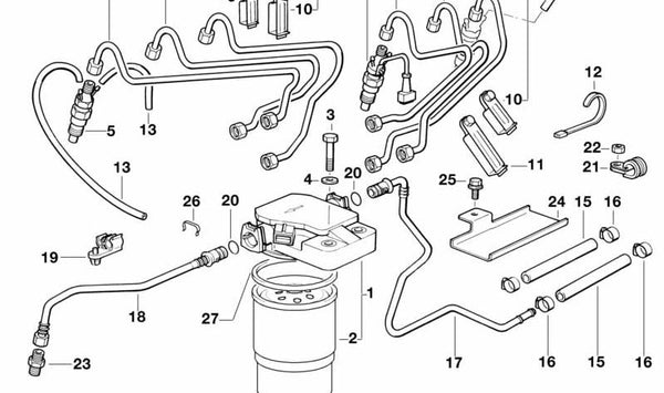 Abrazadera de tubo OEM 13531285848 para BMW E30, E36, E28, E34. Original BMW
