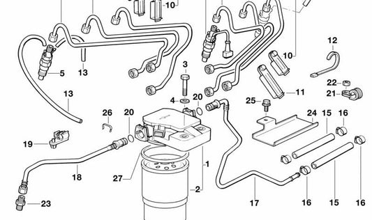 Pipe d'alimentation en carburant OEM 1353244454 pour BMW E34 525TD, 525TDS. Compatible avec les moteurs M51. BMW d'origine.