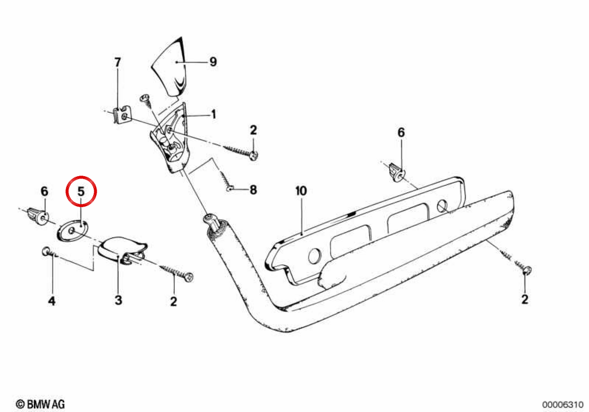Roseta evelolecedora OEM 51411813557 per BMW E23, E24. BMW originale.