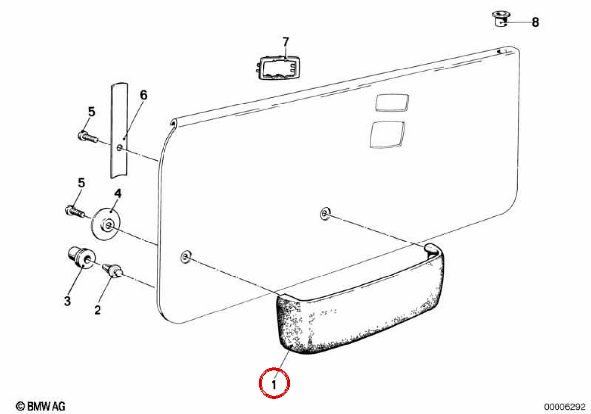 OEM -Türtasche 51411854725 für BMW E21, E12, E28, E23. Original BMW.