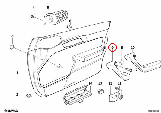 Sinistra ASA Door OEM 51411973543 per BMW E34. BMW originale.