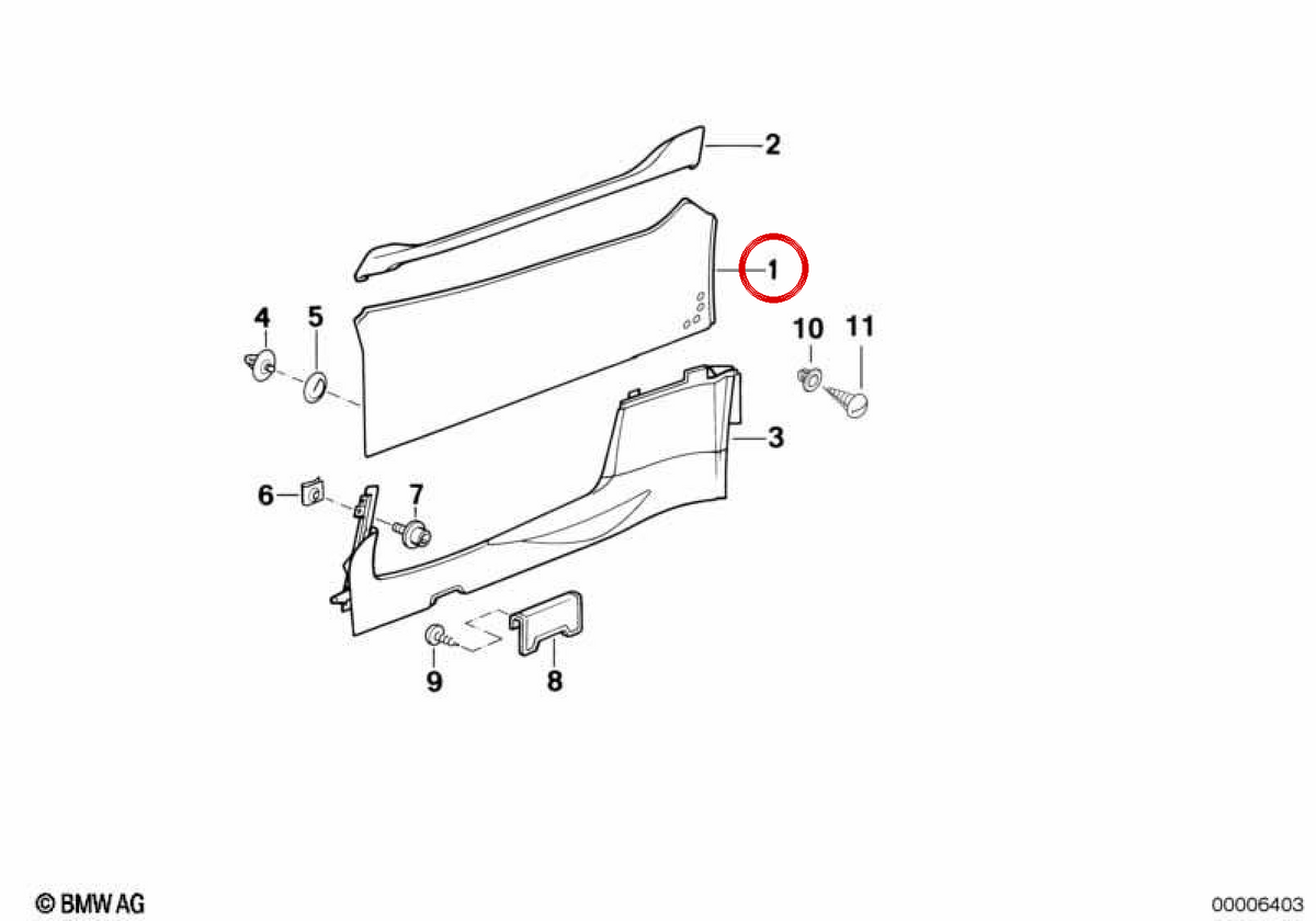 OEM 51412291305 left door panel for BMW E36. Original BMW.
