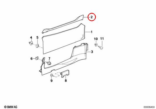 Upper right front door OEM 51412291310 for BMW Z1. Original BMW.