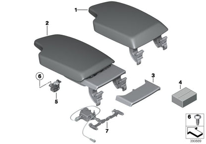 Tapa de cuero negro para apoyabrazos central OEM 51169285135 para BMW F30, F80 M3, F31, F34 GT, F32, F82 M4, F33, F36 Gran Coupé... y más. Original BMW.