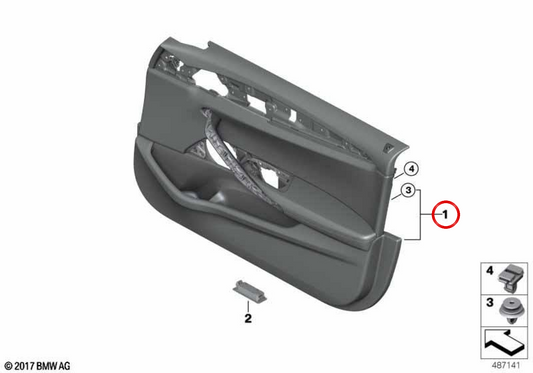 Panel de puerta delantero derecho OEM 51415A27F56 para BMW G30, G31. Original BMW.