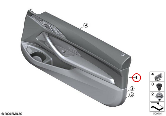 Panel de puerta derecha OEM 51415A342C8 para BMW G22, G23. Original BMW.