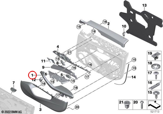 OM 51415A46BA6 Supplies de porte d'entrée droite pour BMW G26. BMW d'origine.