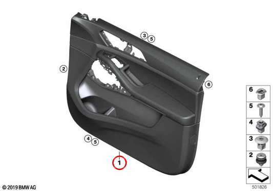 IFEFT DOOR INTERIOR PANEL OEM 51415A62161 for BMW G07. Original BMW.