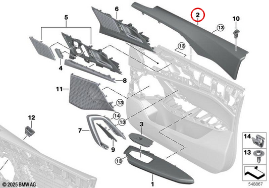 Soleira da porta esquerda OEM 51415A6EC93 para BMW X2 U10 16i, 18d, 18i, 20i, 25i, M35i xDrive... e muito mais. BMW genuíno.
