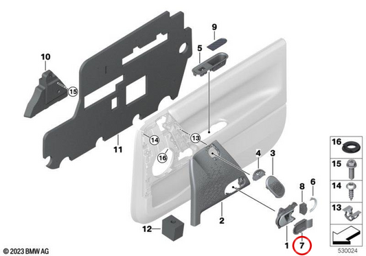 Coprivite maniglia portiera destra OEM 51415A76747 per MINI Cooper E, Cooper SE, JCW E (J01). MINI originale.