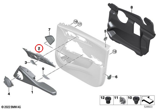 Moldura decorativa dianteira esquerda OEM 51415A870C3 para BMW G09. BMW genuíno.