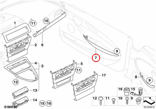Moulage des portes en aluminium avant droit OEM 51416960898 pour BMW E63, E64. BMW d'origine.